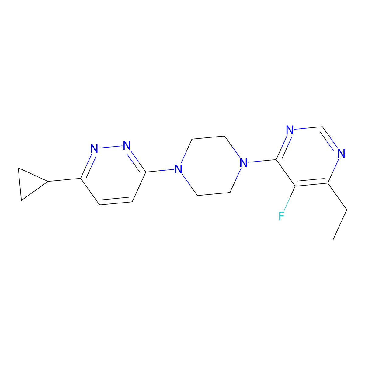 4-[4-(6-Cyclopropylpyridazin-3-yl)piperazin-1-yl]-6-ethyl-5-fluoropyrimidine molecular structure, CAS 2034428-22-1