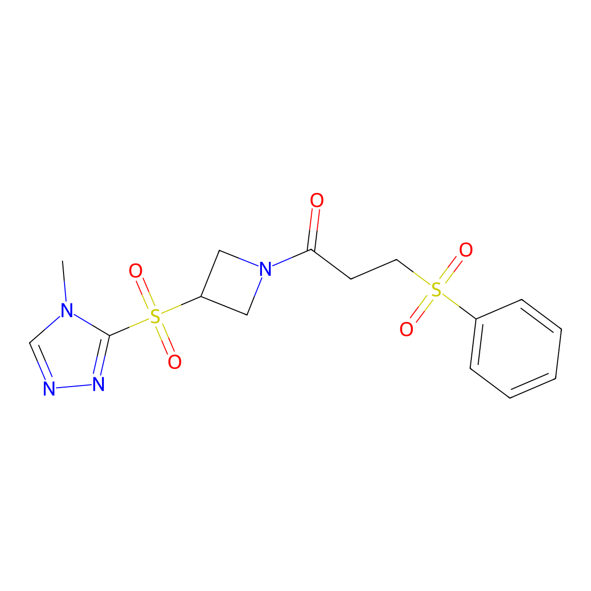 1-(3-((4-methyl-4H-1,2,4-triazol-3-yl)sulfonyl)azetidin-1-yl)-3-(phenylsulfonyl)propan-1-one molecular structure, CAS 2034428-26-5