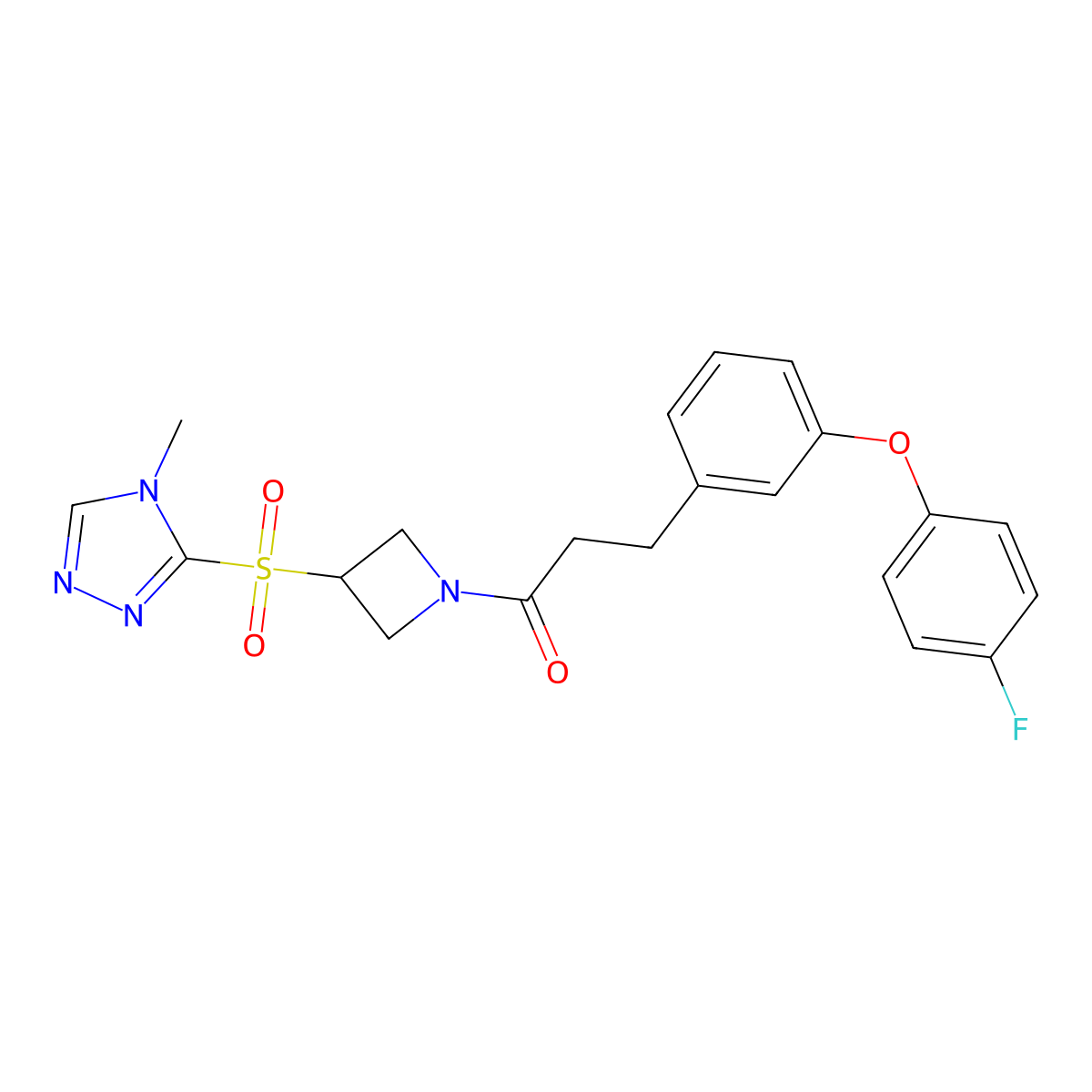 3-(3-(4-fluorophenoxy)phenyl)-1-(3-((4-methyl-4H-1,2,4-triazol-3-yl)sulfonyl)azetidin-1-yl)propan-1-one molecular structure, CAS 2034428-30-1