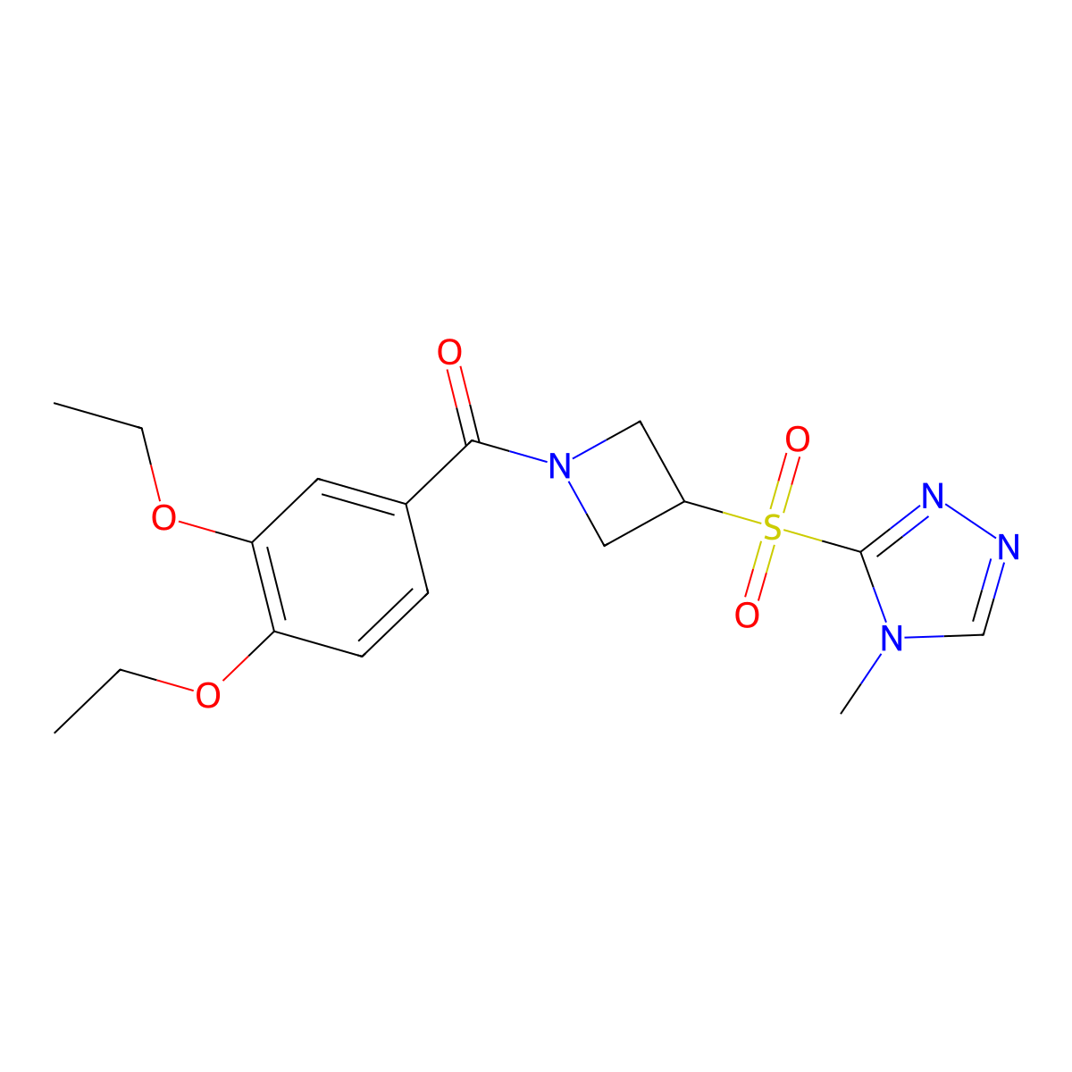 (3,4-diethoxyphenyl)(3-((4-methyl-4H-1,2,4-triazol-3-yl)sulfonyl)azetidin-1-yl)methanone molecular structure, CAS 2034428-32-3