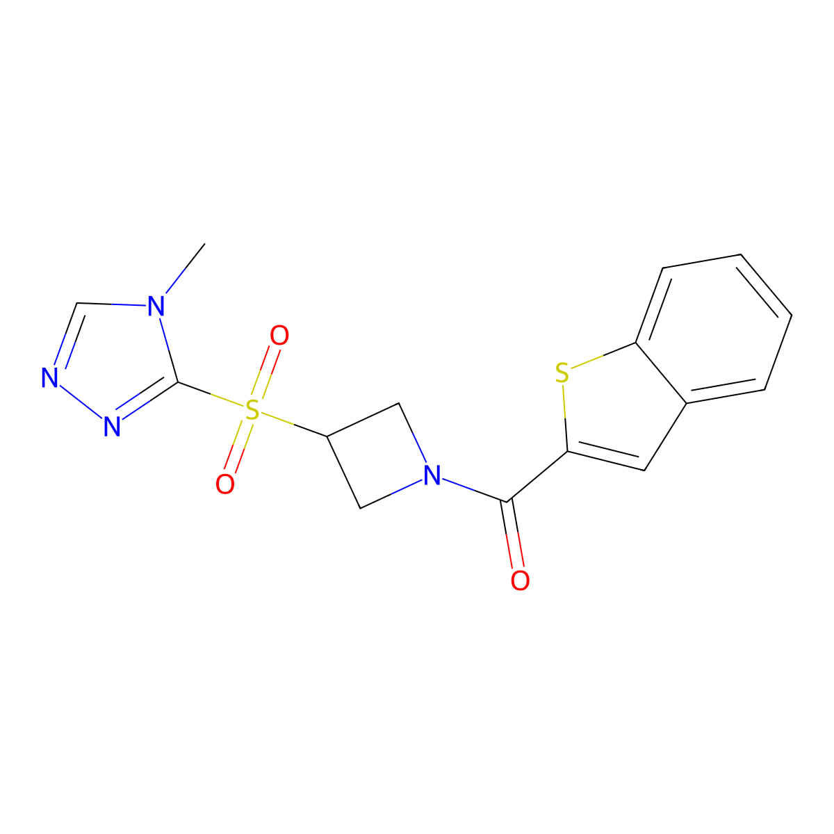 benzo[b]thiophen-2-yl(3-((4-methyl-4H-1,2,4-triazol-3-yl)sulfonyl)azetidin-1-yl)methanone molecular structure, CAS 2034428-34-5