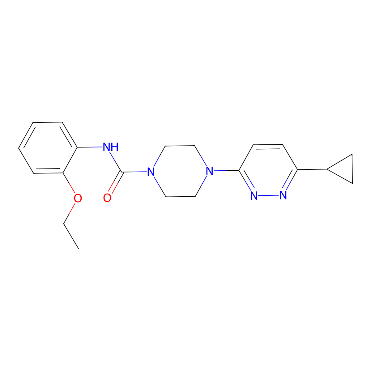 4-(6-cyclopropylpyridazin-3-yl)-N-(2-ethoxyphenyl)piperazine-1-carboxamide molecular structure, CAS 2034428-36-7