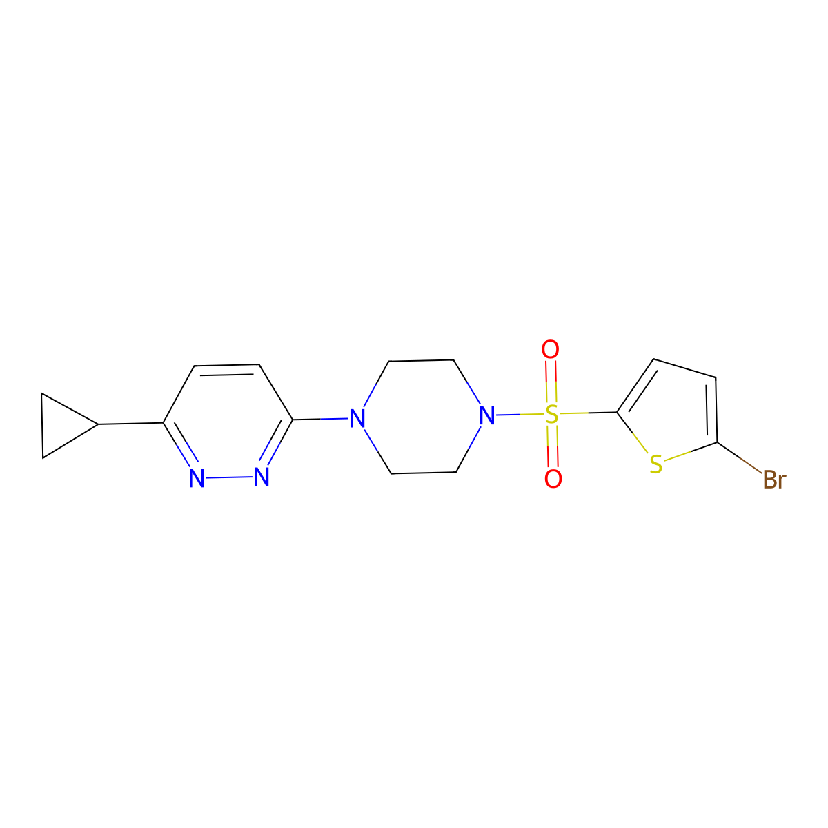 3-(4-((5-Bromothiophen-2-yl)sulfonyl)piperazin-1-yl)-6-cyclopropylpyridazine molecular structure, CAS 2034428-40-3