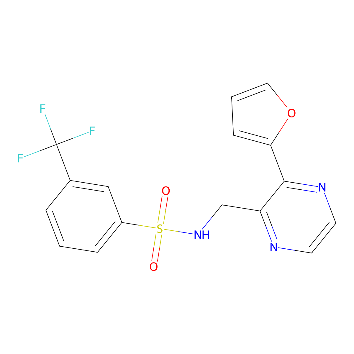 N-((3-(furan-2-yl)pyrazin-2-yl)methyl)-3-(trifluoromethyl)benzenesulfonamide molecular structure, CAS 2034428-50-5
