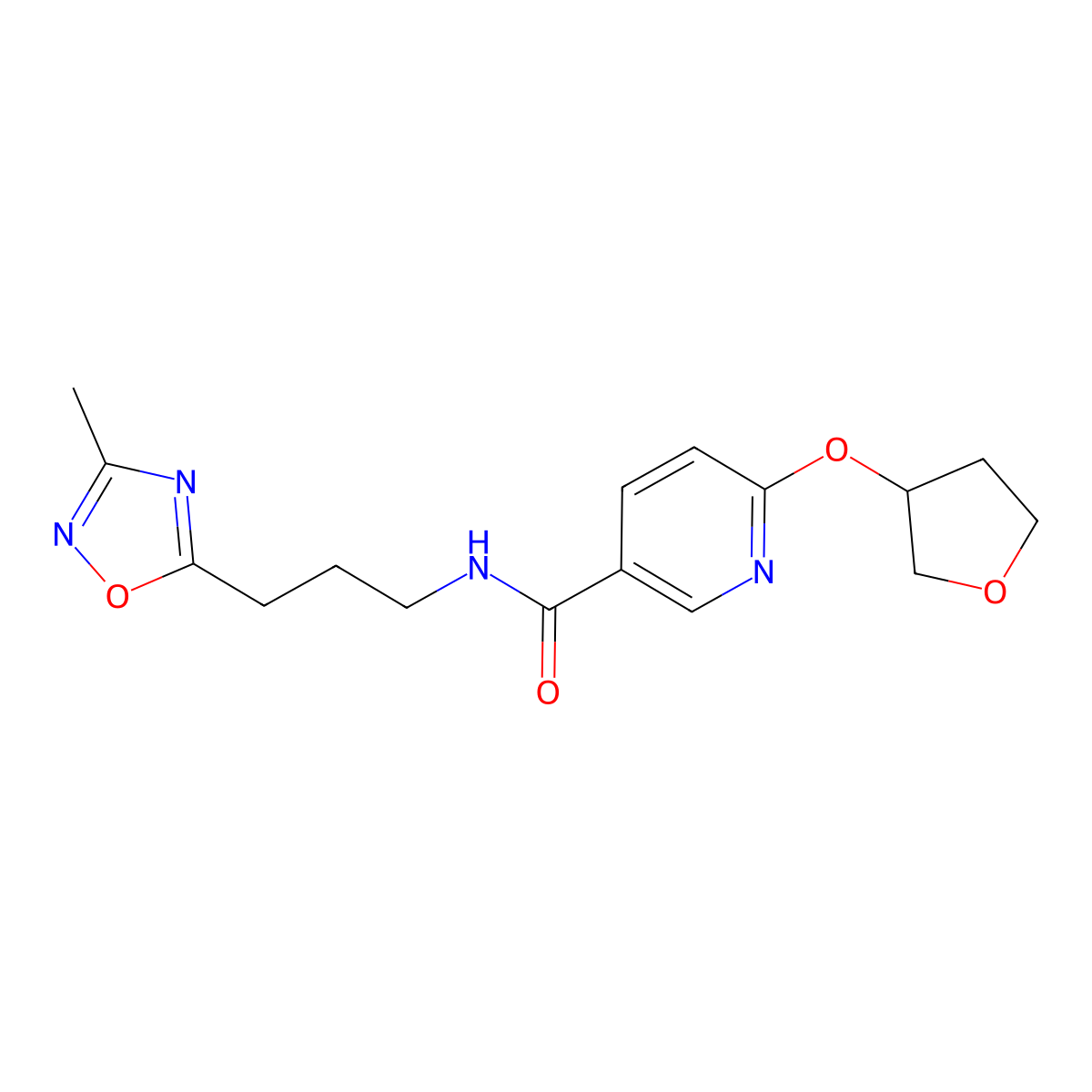 N-(3-(3-methyl-1,2,4-oxadiazol-5-yl)propyl)-6-((tetrahydrofuran-3-yl)oxy)nicotinamide molecular structure, CAS 2034428-52-7