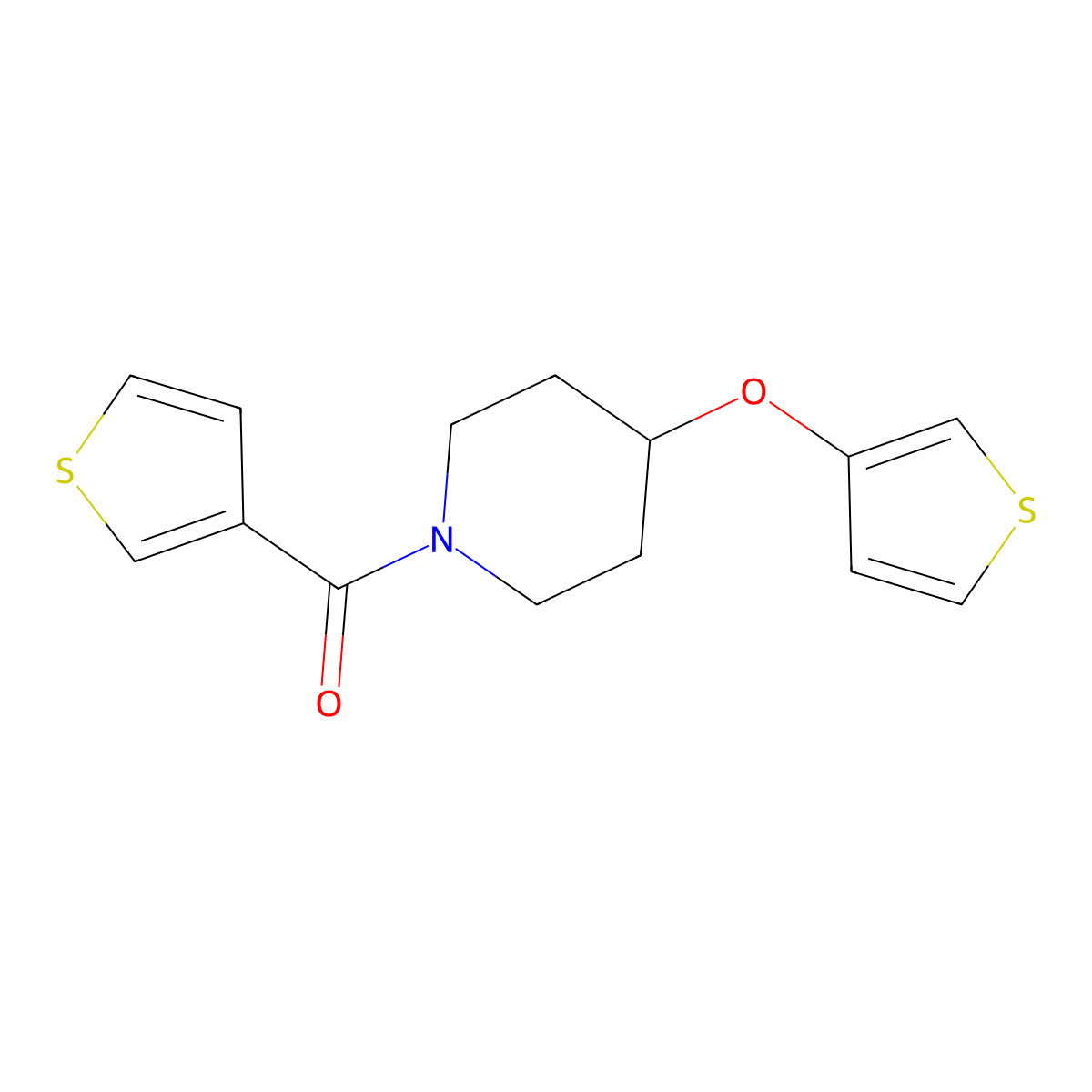 Thiophen-3-yl(4-(thiophen-3-yloxy)piperidin-1-yl)methanone molecular structure, CAS 2034428-55-0
