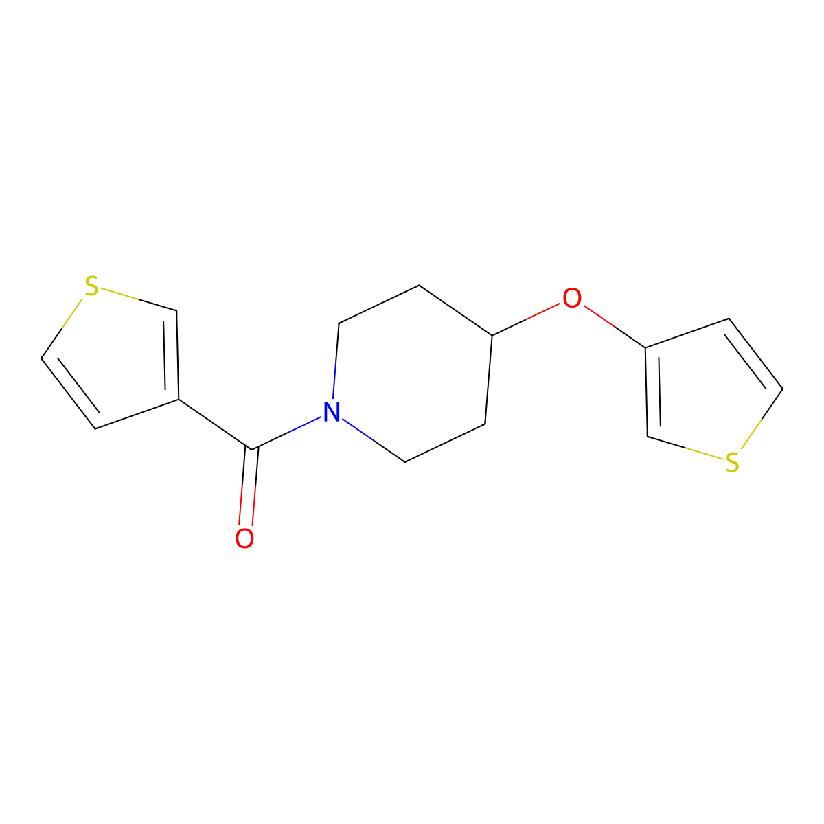 Thiophen-3-yl(4-(thiophen-3-yloxy)piperidin-1-yl)methanone molecular structure, CAS 2034428-55-0