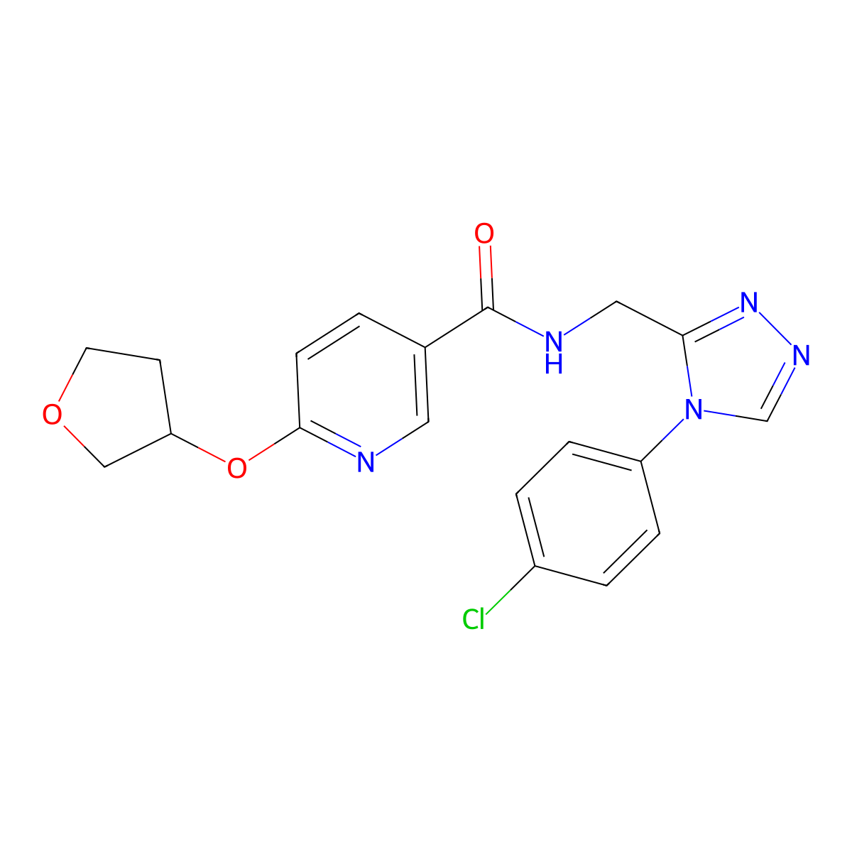 N-((4-(4-chlorophenyl)-4H-1,2,4-triazol-3-yl)methyl)-6-((tetrahydrofuran-3-yl)oxy)nicotinamide molecular structure, CAS 2034428-56-1