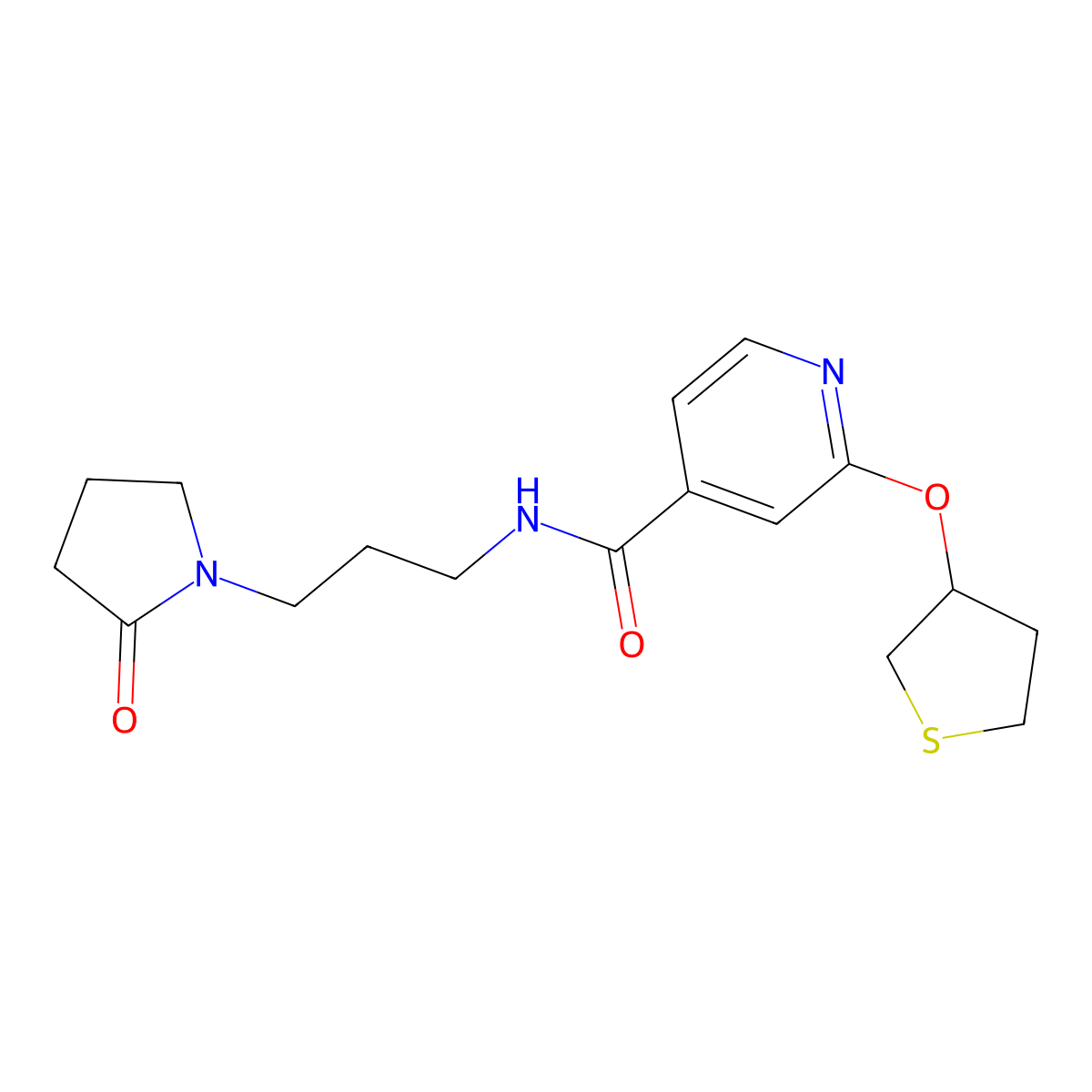 N-(3-(2-oxopyrrolidin-1-yl)propyl)-2-((tetrahydrothiophen-3-yl)oxy)isonicotinamide molecular structure, CAS 2034428-63-0