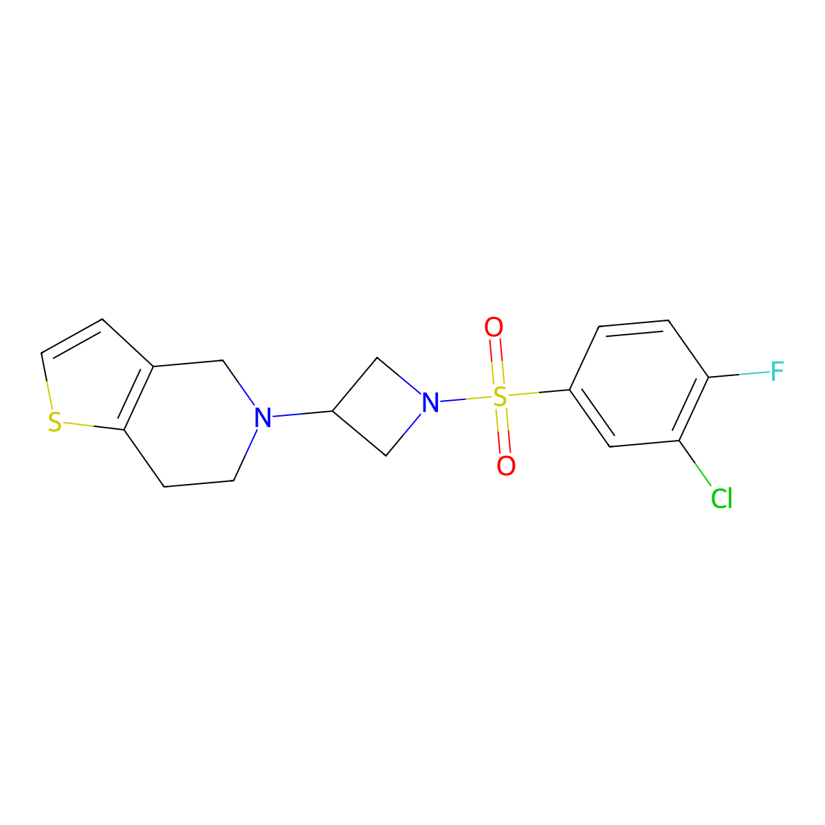5-(1-((3-Chloro-4-fluorophenyl)sulfonyl)azetidin-3-yl)-4,5,6,7-tetrahydrothieno[3,2-c]pyridine molecular structure, CAS 2034428-78-7
