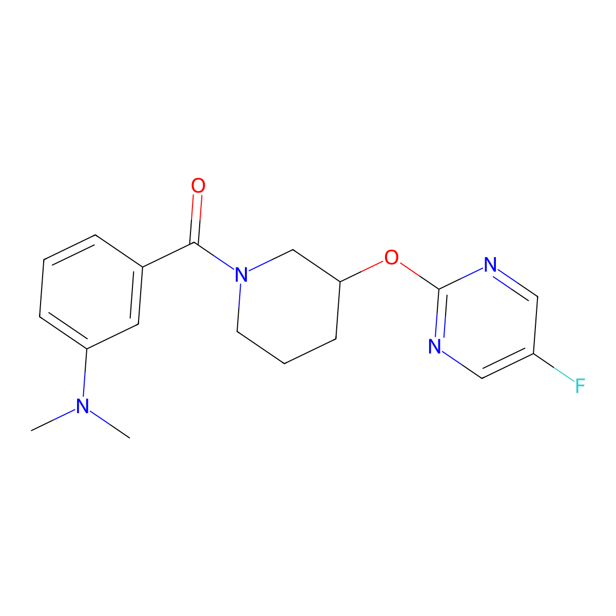 (3-(Dimethylamino)phenyl)(3-((5-fluoropyrimidin-2-yl)oxy)piperidin-1-yl)methanone molecular structure, CAS 2034428-83-4