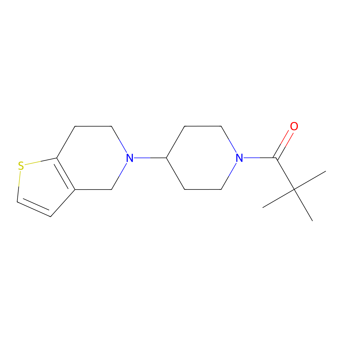 1-(4-(6,7-dihydrothieno[3,2-c]pyridin-5(4H)-yl)piperidin-1-yl)-2,2-dimethylpropan-1-one molecular structure, CAS 2034428-86-7