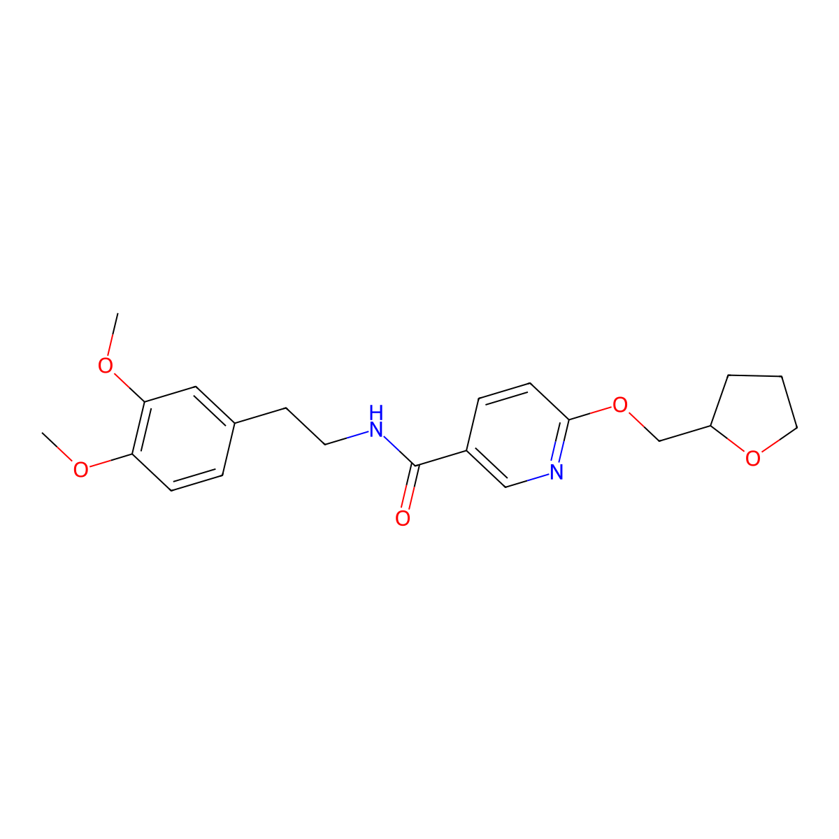 N-(3,4-dimethoxyphenethyl)-6-((tetrahydrofuran-2-yl)methoxy)nicotinamide molecular structure, CAS 2034428-90-3