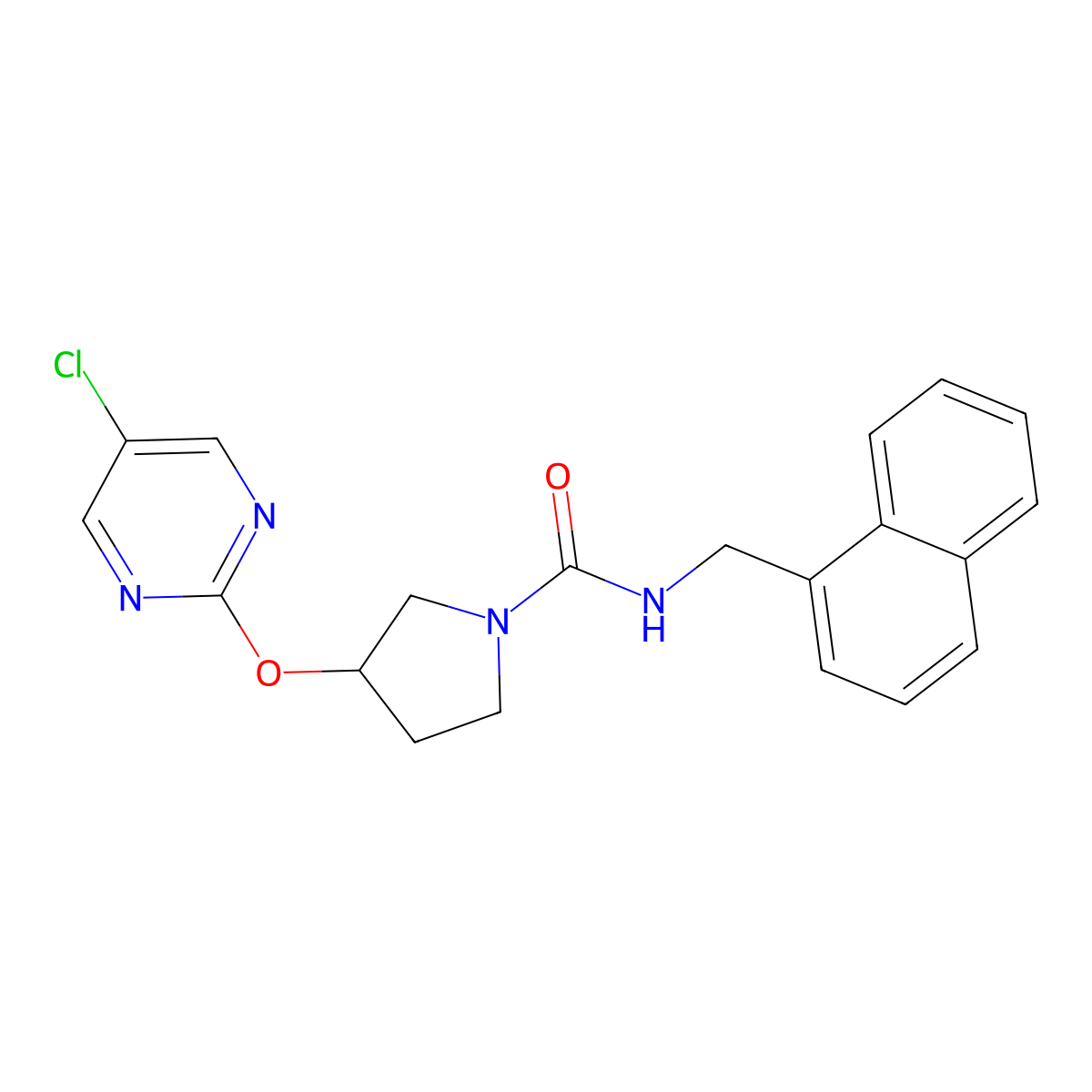 3-((5-chloropyrimidin-2-yl)oxy)-N-(naphthalen-1-ylmethyl)pyrrolidine-1-carboxamide molecular structure, CAS 2034428-93-6