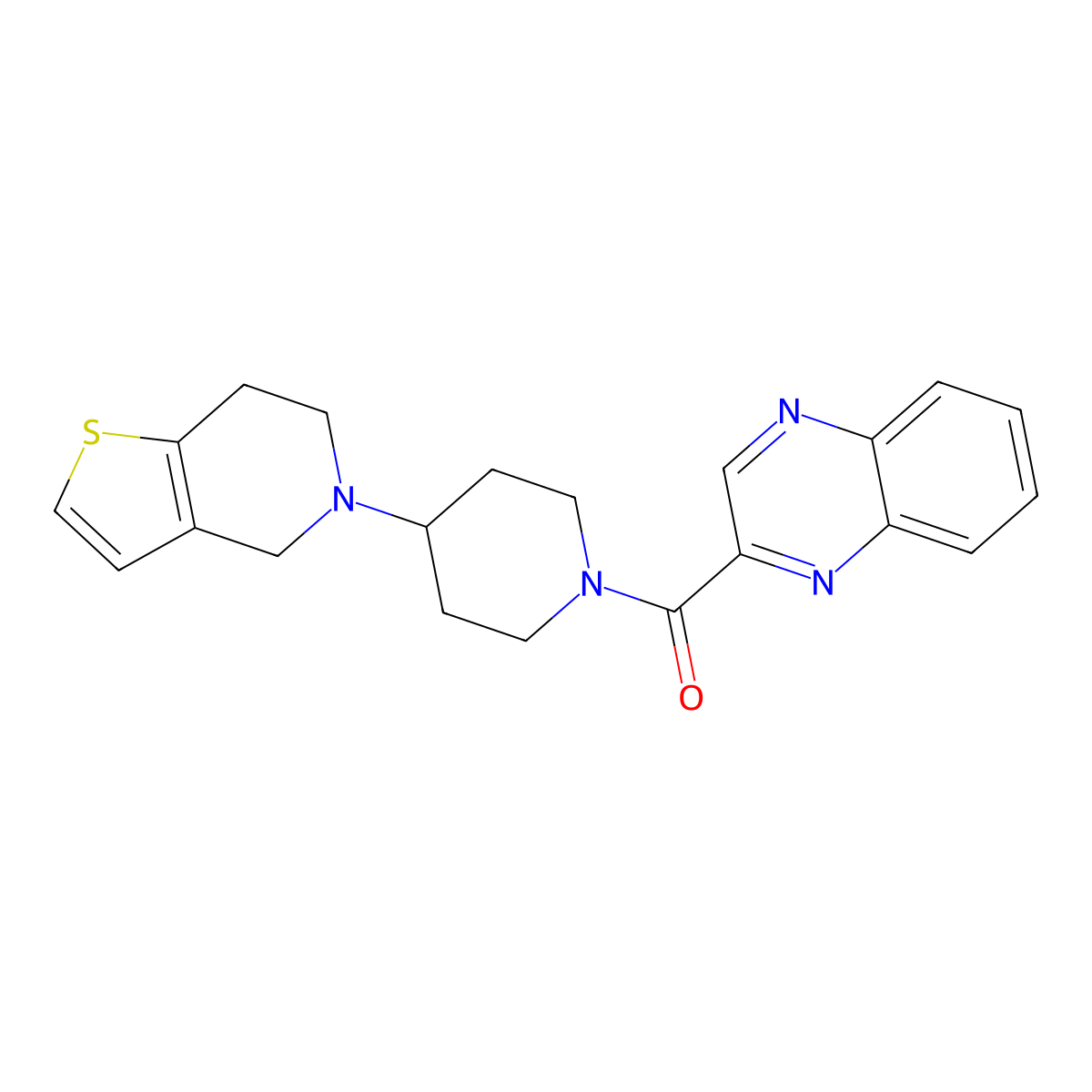 (4-(6,7-dihydrothieno[3,2-c]pyridin-5(4H)-yl)piperidin-1-yl)(quinoxalin-2-yl)methanone molecular structure, CAS 2034428-95-8