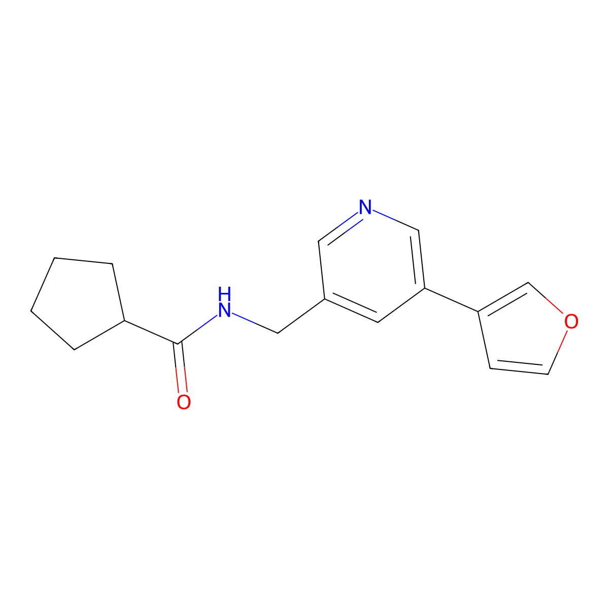 N-{[5-(furan-3-yl)pyridin-3-yl]methyl}cyclopentanecarboxamide molecular structure, CAS 2034428-97-0