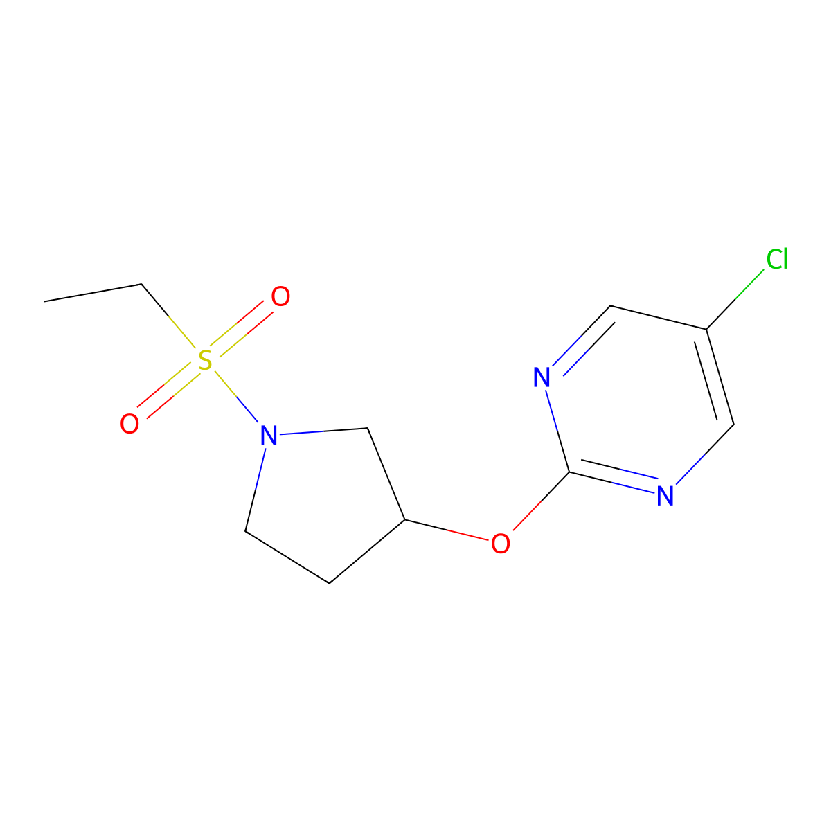 5-Chloro-2-((1-(ethylsulfonyl)pyrrolidin-3-yl)oxy)pyrimidine molecular structure, CAS 2034429-00-8
