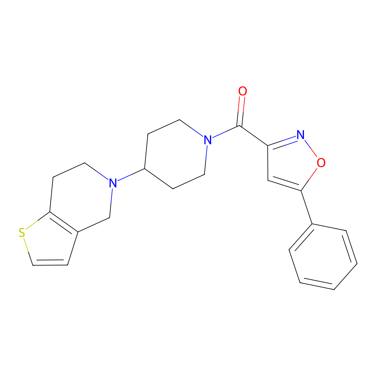 (4-(6,7-dihydrothieno[3,2-c]pyridin-5(4H)-yl)piperidin-1-yl)(5-phenylisoxazol-3-yl)methanone molecular structure, CAS 2034429-05-3