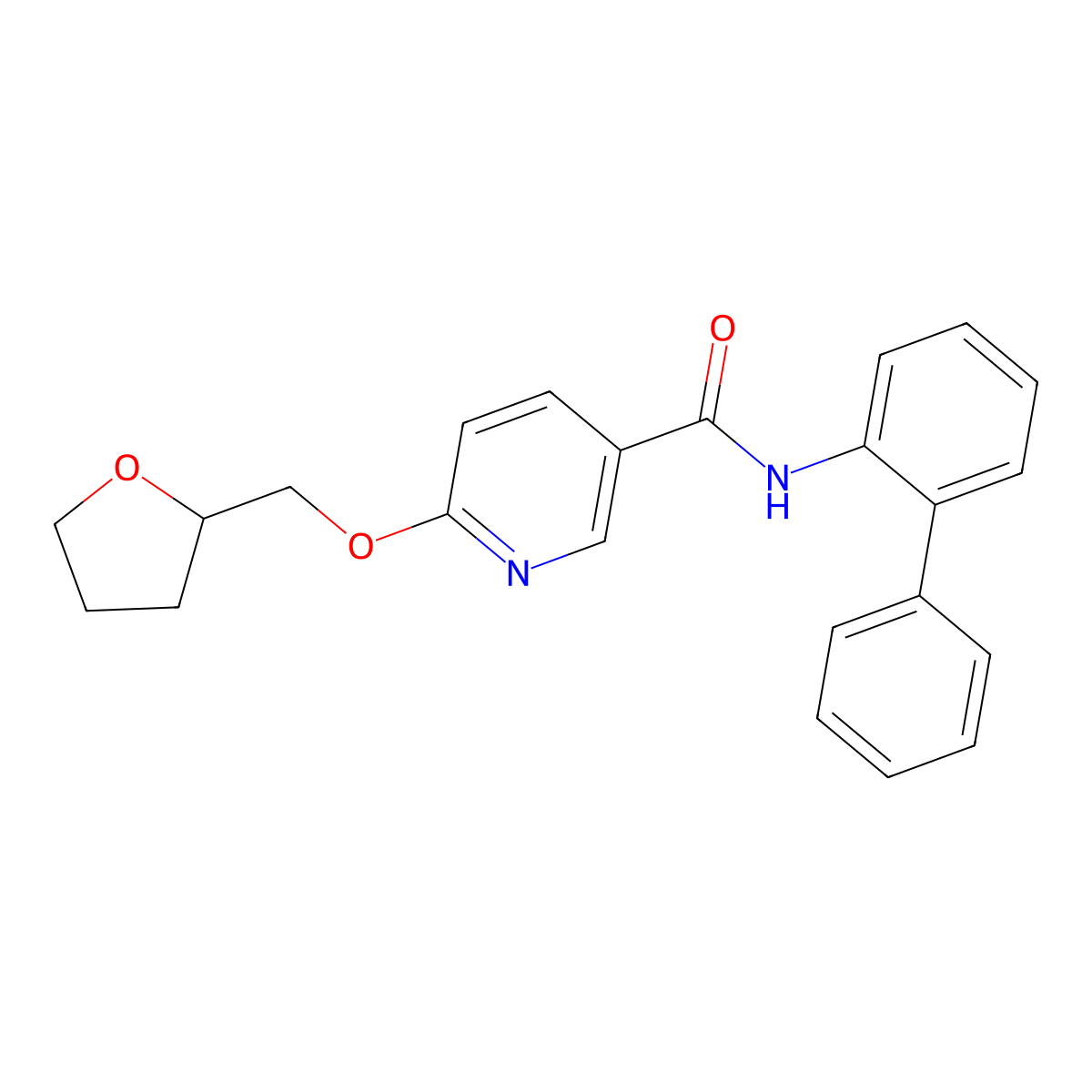 N-([1,1'-biphenyl]-2-yl)-6-((tetrahydrofuran-2-yl)methoxy)nicotinamide molecular structure, CAS 2034429-07-5