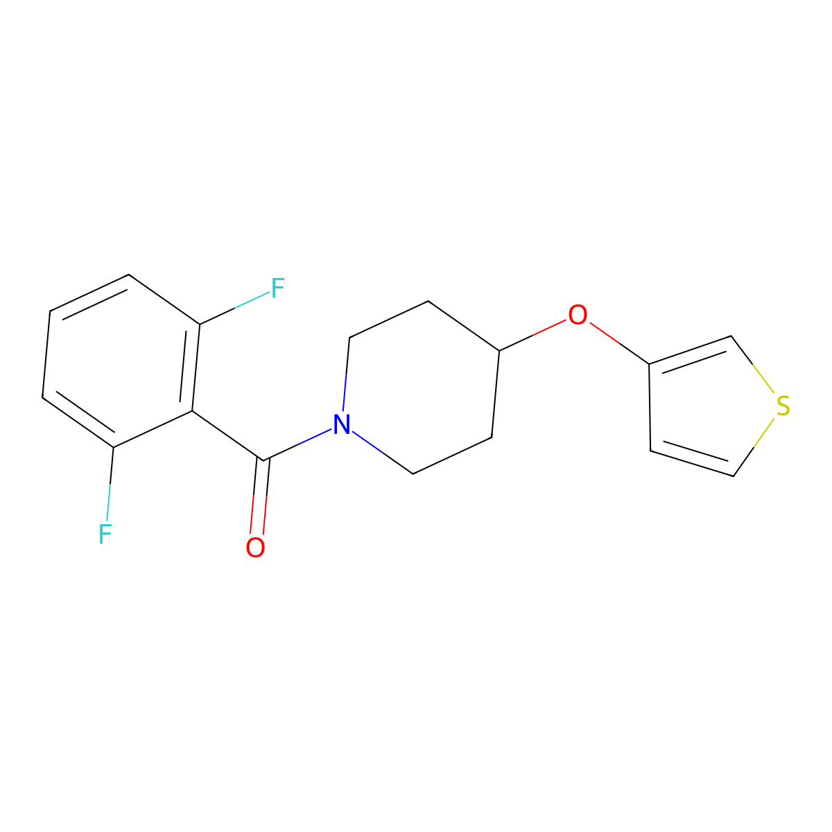(2,6-Difluorophenyl)(4-(thiophen-3-yloxy)piperidin-1-yl)methanone molecular structure, CAS 2034429-09-7