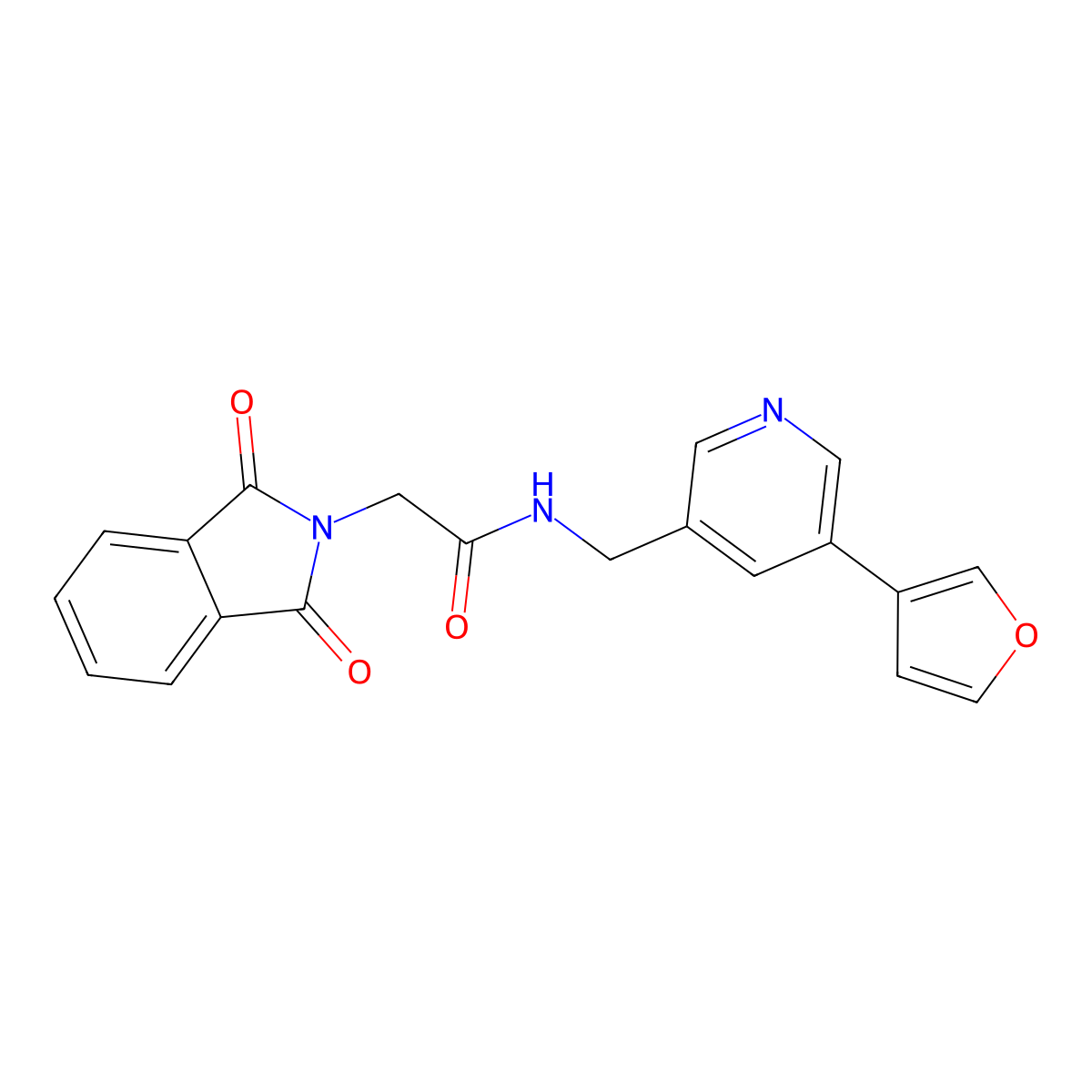 2-(1,3-dioxoisoindolin-2-yl)-N-((5-(furan-3-yl)pyridin-3-yl)methyl)acetamide molecular structure, CAS 2034429-11-1