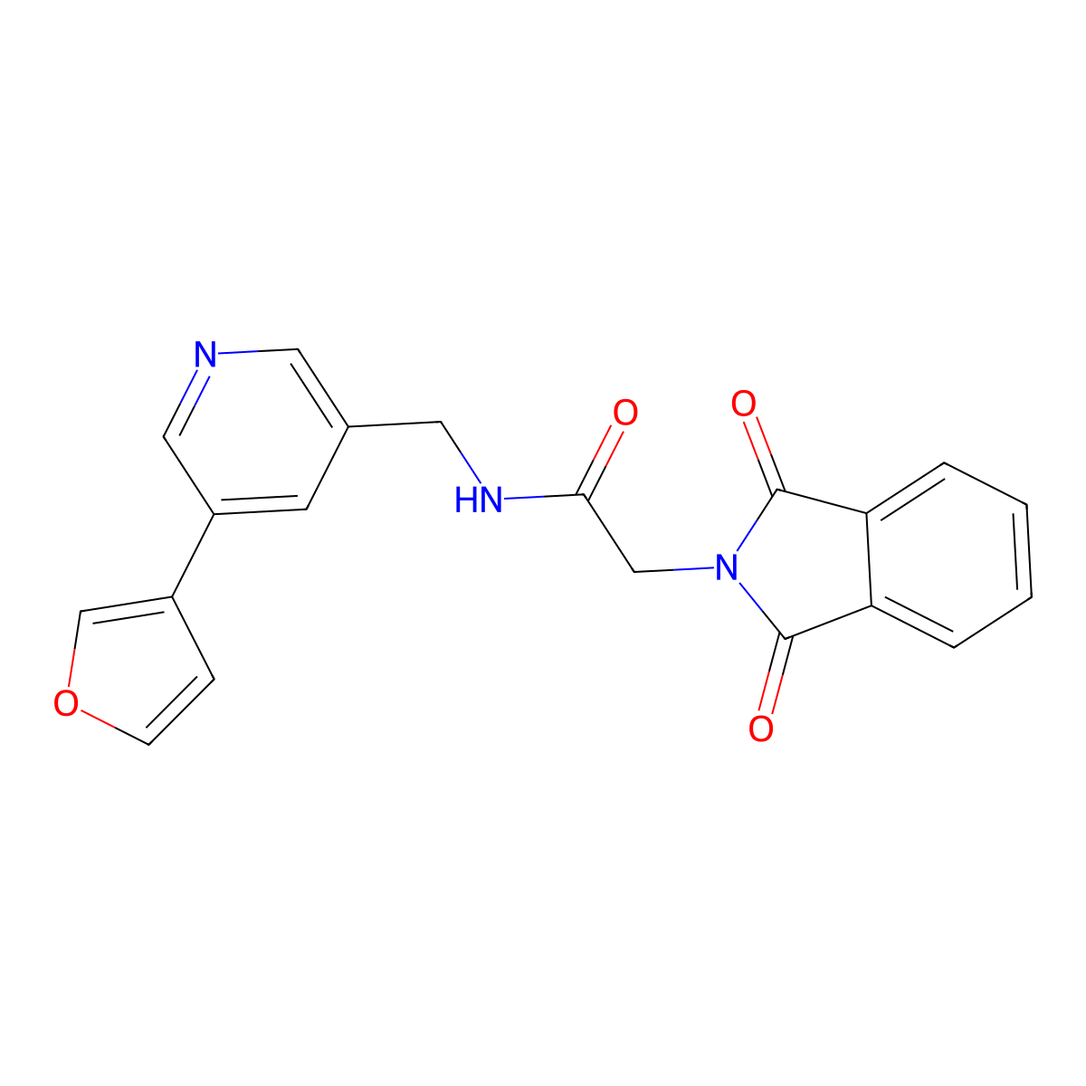2-(1,3-dioxoisoindolin-2-yl)-N-((5-(furan-3-yl)pyridin-3-yl)methyl)acetamide molecular structure, CAS 2034429-11-1