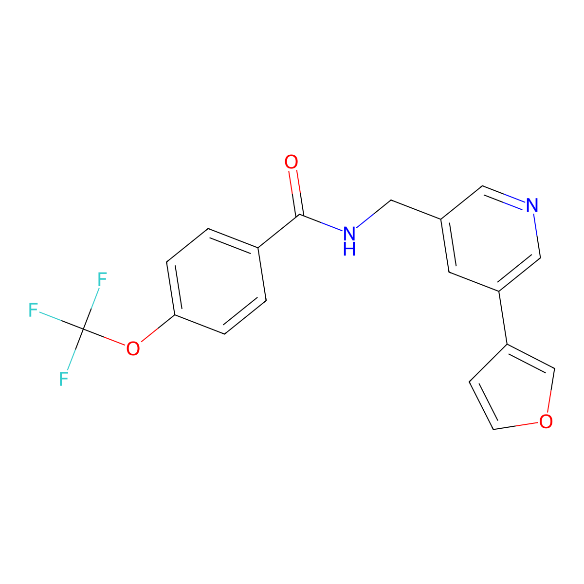 N-((5-(furan-3-yl)pyridin-3-yl)methyl)-4-(trifluoromethoxy)benzamide molecular structure, CAS 2034429-18-8