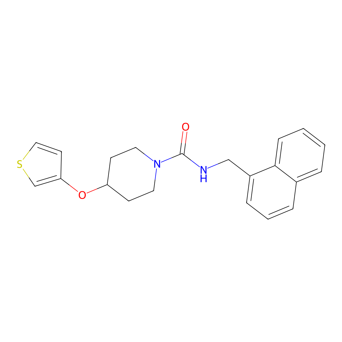 N-(naphthalen-1-ylmethyl)-4-(thiophen-3-yloxy)piperidine-1-carboxamide molecular structure, CAS 2034429-21-3