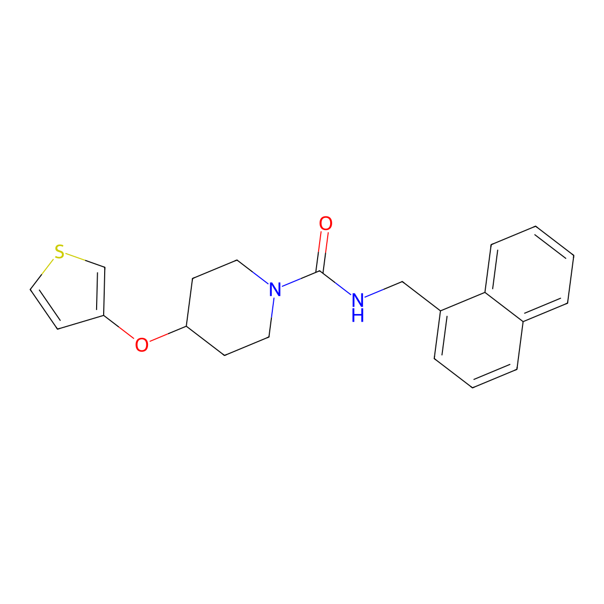 N-(naphthalen-1-ylmethyl)-4-(thiophen-3-yloxy)piperidine-1-carboxamide molecular structure, CAS 2034429-21-3