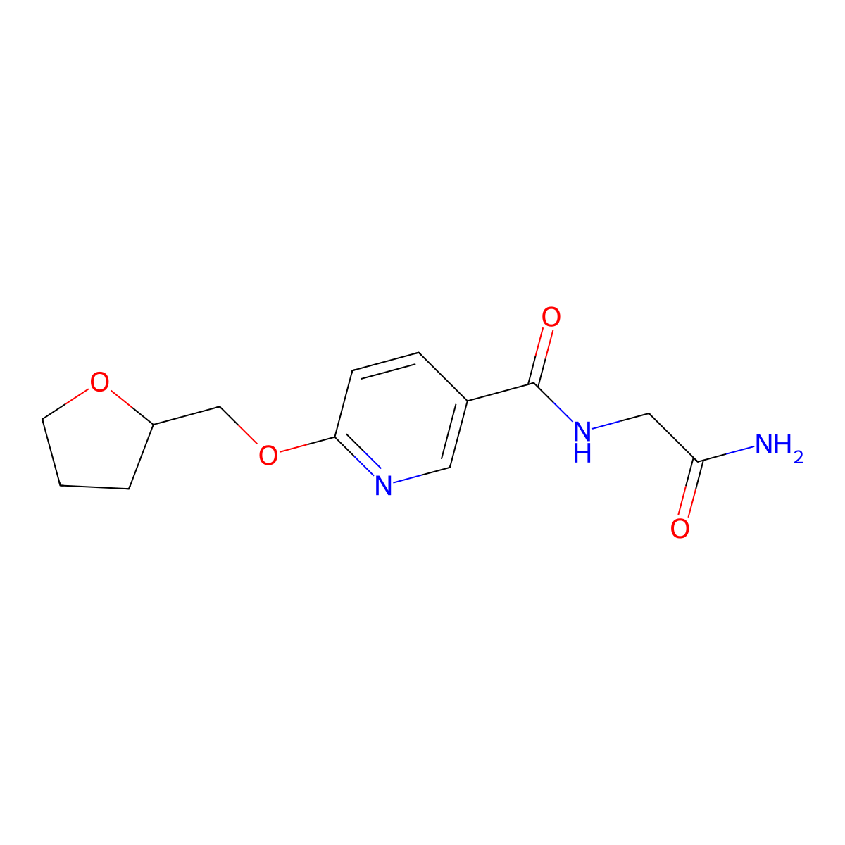 N-(2-amino-2-oxoethyl)-6-((tetrahydrofuran-2-yl)methoxy)nicotinamide molecular structure, CAS 2034429-25-7