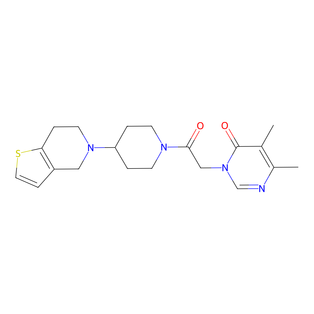 3-(2-(4-(6,7-dihydrothieno[3,2-c]pyridin-5(4H)-yl)piperidin-1-yl)-2-oxoethyl)-5,6-dimethylpyrimidin-4(3H)-one molecular structure, CAS 2034429-29-1