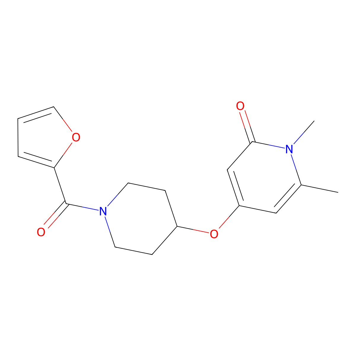4-((1-(furan-2-carbonyl)piperidin-4-yl)oxy)-1,6-dimethylpyridin-2(1H)-one molecular structure, CAS 2034429-33-7