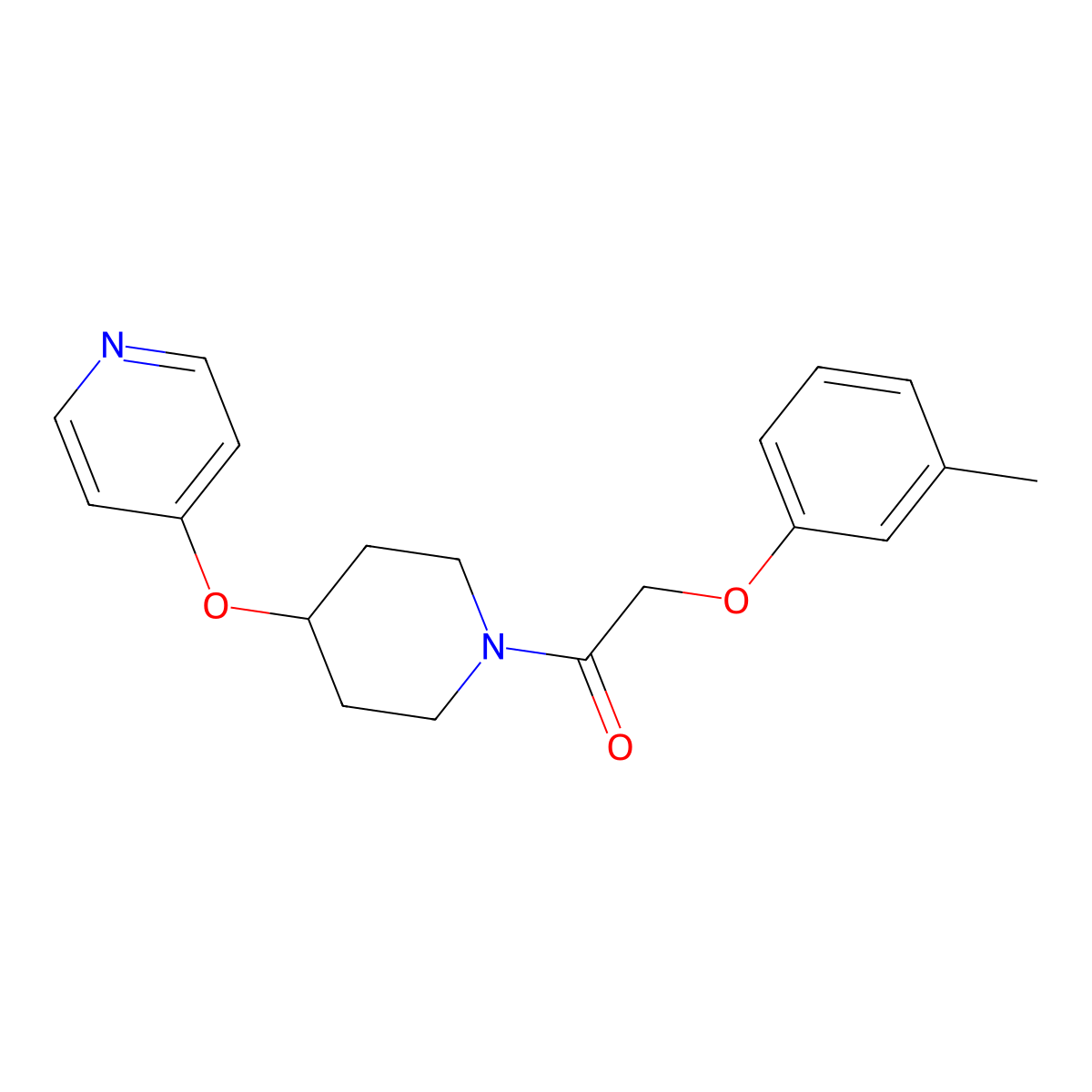 1-(4-(Pyridin-4-yloxy)piperidin-1-yl)-2-(m-tolyloxy)ethanone molecular structure, CAS 2034429-42-8