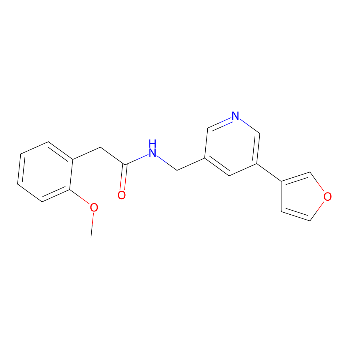 N-((5-(furan-3-yl)pyridin-3-yl)methyl)-2-(2-methoxyphenyl)acetamide molecular structure, CAS 2034429-43-9