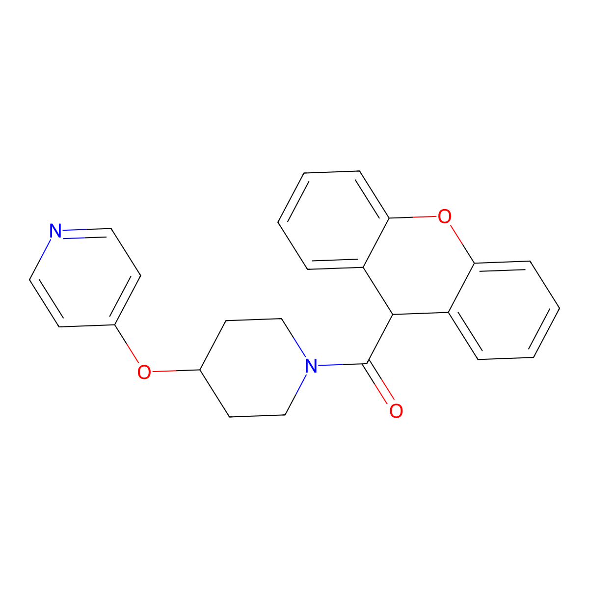 (4-(pyridin-4-yloxy)piperidin-1-yl)(9H-xanthen-9-yl)methanone molecular structure, CAS 2034429-49-5