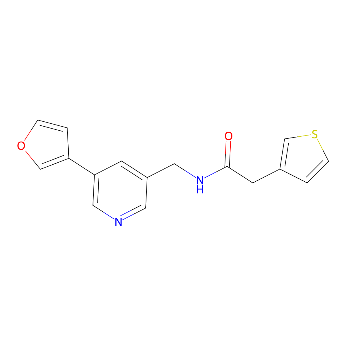 N-{[5-(furan-3-yl)pyridin-3-yl]methyl}-2-(thiophen-3-yl)acetamide molecular structure, CAS 2034429-50-8
