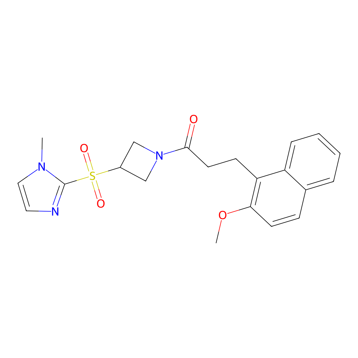 3-(2-methoxynaphthalen-1-yl)-1-(3-((1-methyl-1H-imidazol-2-yl)sulfonyl)azetidin-1-yl)propan-1-one molecular structure, CAS 2034429-55-3