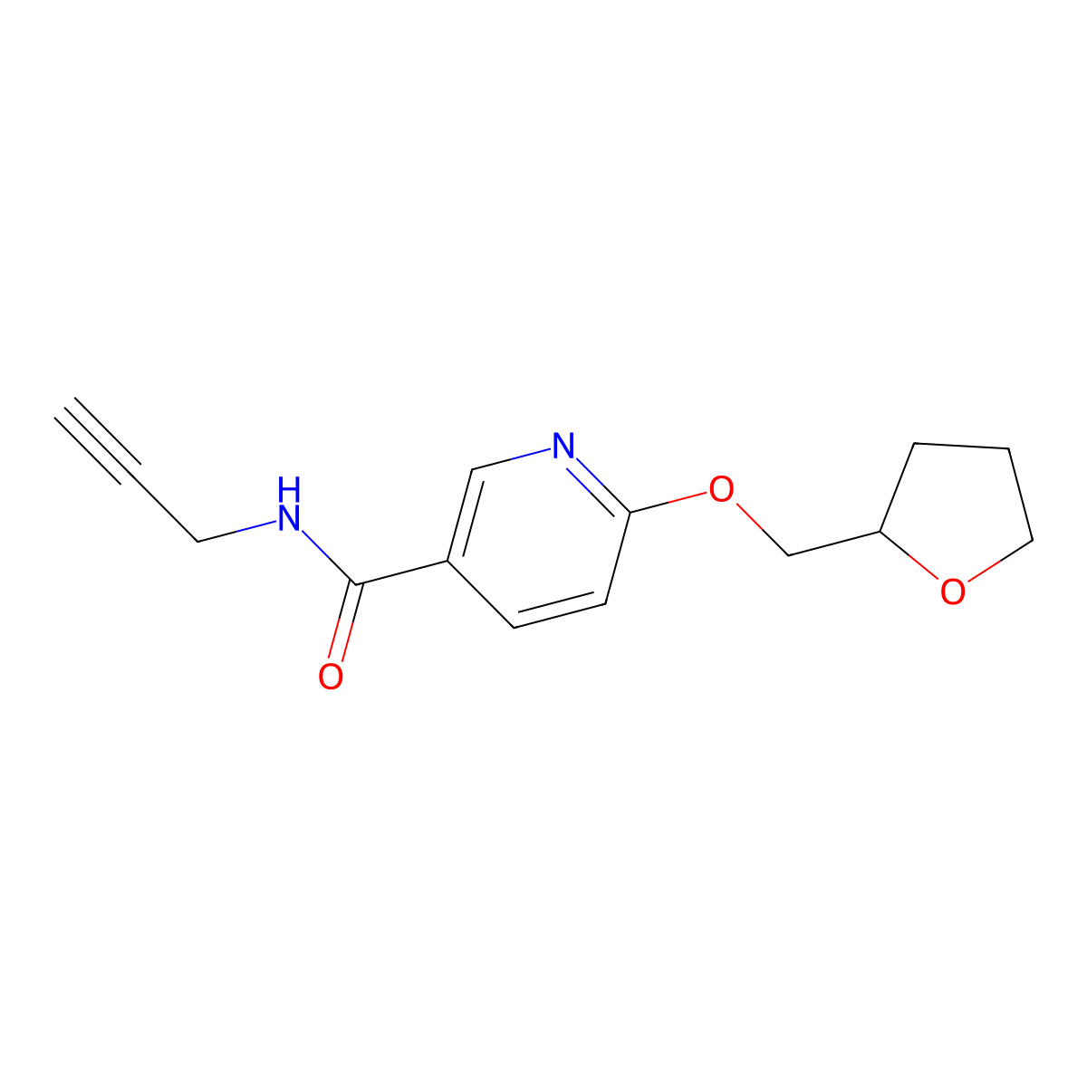 N-(prop-2-yn-1-yl)-6-((tetrahydrofuran-2-yl)methoxy)nicotinamide molecular structure, CAS 2034429-58-6