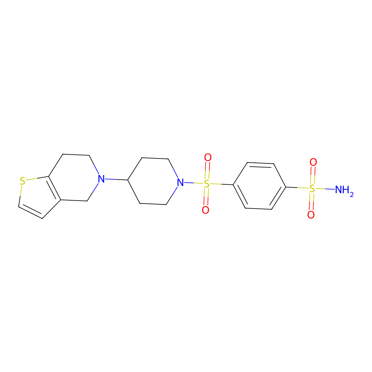 4-((4-(6,7-dihydrothieno[3,2-c]pyridin-5(4H)-yl)piperidin-1-yl)sulfonyl)benzenesulfonamide molecular structure, CAS 2034429-60-0