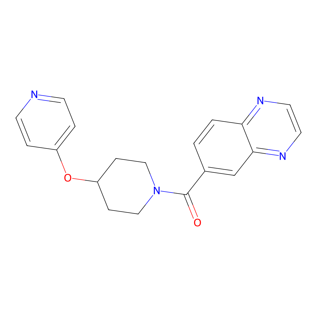 (4-(Pyridin-4-yloxy)piperidin-1-yl)(quinoxalin-6-yl)methanone molecular structure, CAS 2034429-64-4