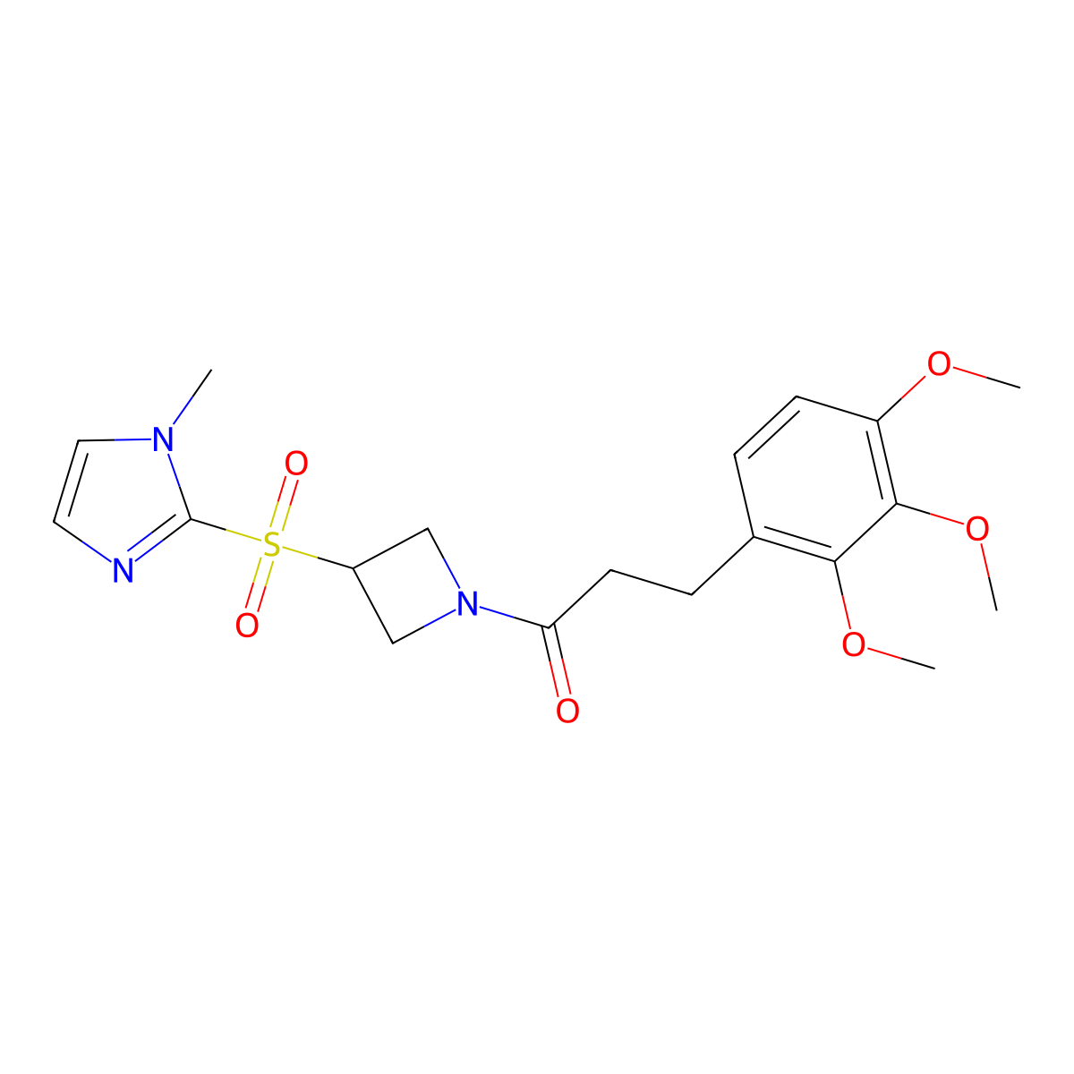 1-(3-((1-methyl-1H-imidazol-2-yl)sulfonyl)azetidin-1-yl)-3-(2,3,4-trimethoxyphenyl)propan-1-one molecular structure, CAS 2034429-65-5