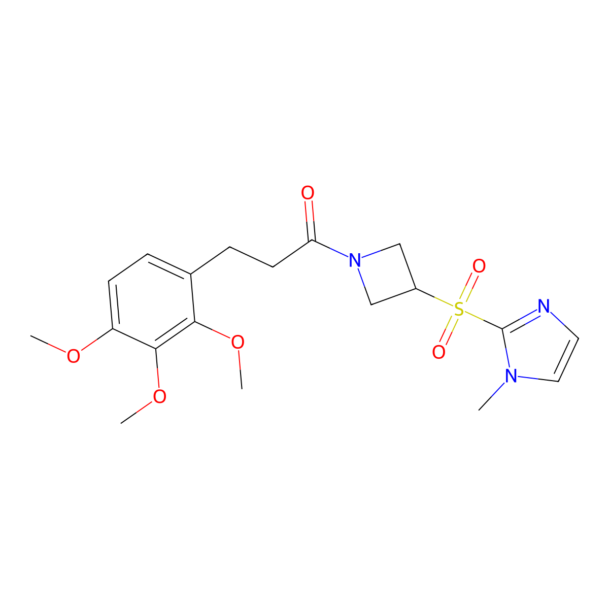 1-(3-((1-methyl-1H-imidazol-2-yl)sulfonyl)azetidin-1-yl)-3-(2,3,4-trimethoxyphenyl)propan-1-one molecular structure, CAS 2034429-65-5
