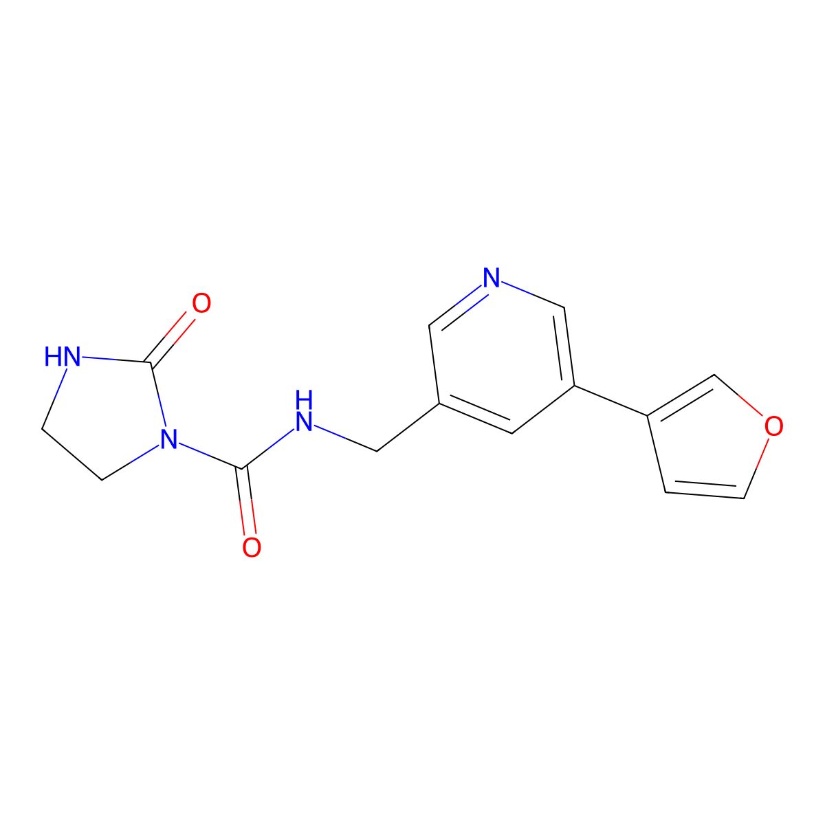 N-{[5-(furan-3-yl)pyridin-3-yl]methyl}-2-oxoimidazolidine-1-carboxamide molecular structure, CAS 2034429-67-7
