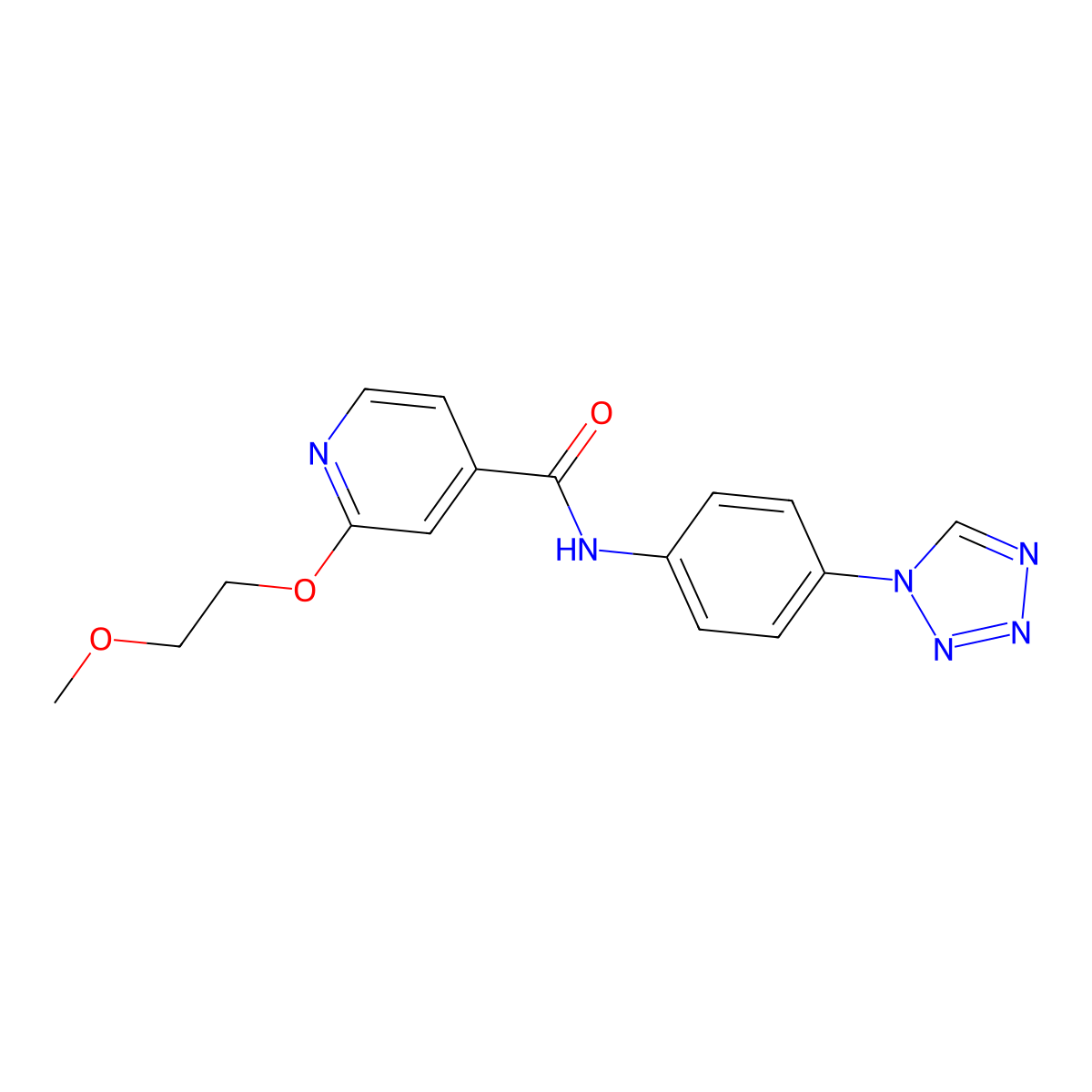 N-(4-(1H-tetrazol-1-yl)phenyl)-2-(2-methoxyethoxy)isonicotinamide molecular structure, CAS 2034429-69-9