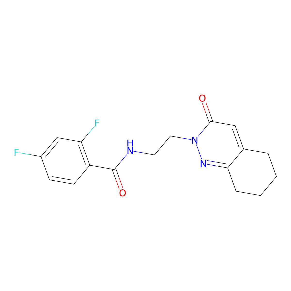2,4-difluoro-N-[2-(3-oxo-2,3,5,6,7,8-hexahydrocinnolin-2-yl)ethyl]benzamide molecular structure, CAS 2034429-74-6