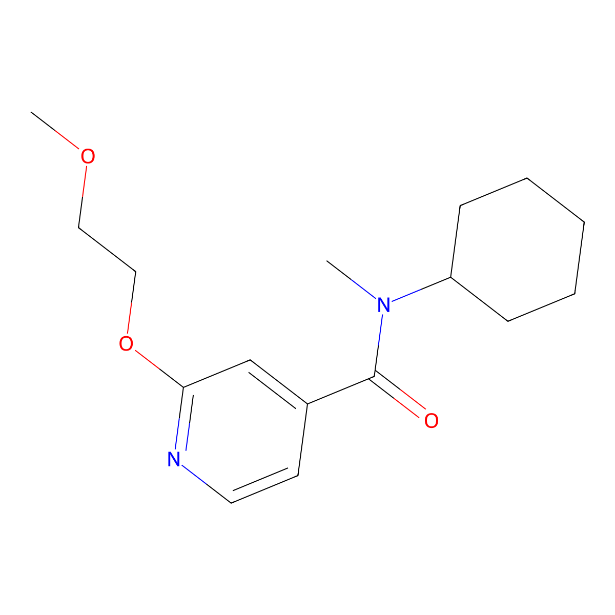 N-cyclohexyl-2-(2-methoxyethoxy)-N-methylisonicotinamide molecular structure, CAS 2034429-75-7