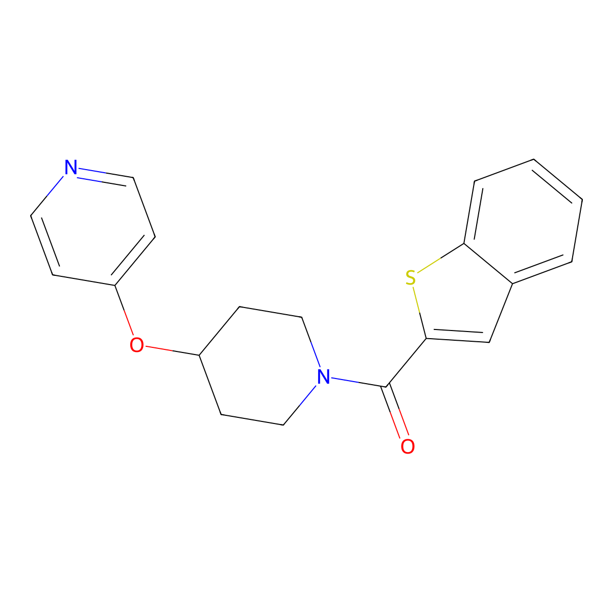Benzo[b]thiophen-2-yl(4-(pyridin-4-yloxy)piperidin-1-yl)methanone molecular structure, CAS 2034429-77-9