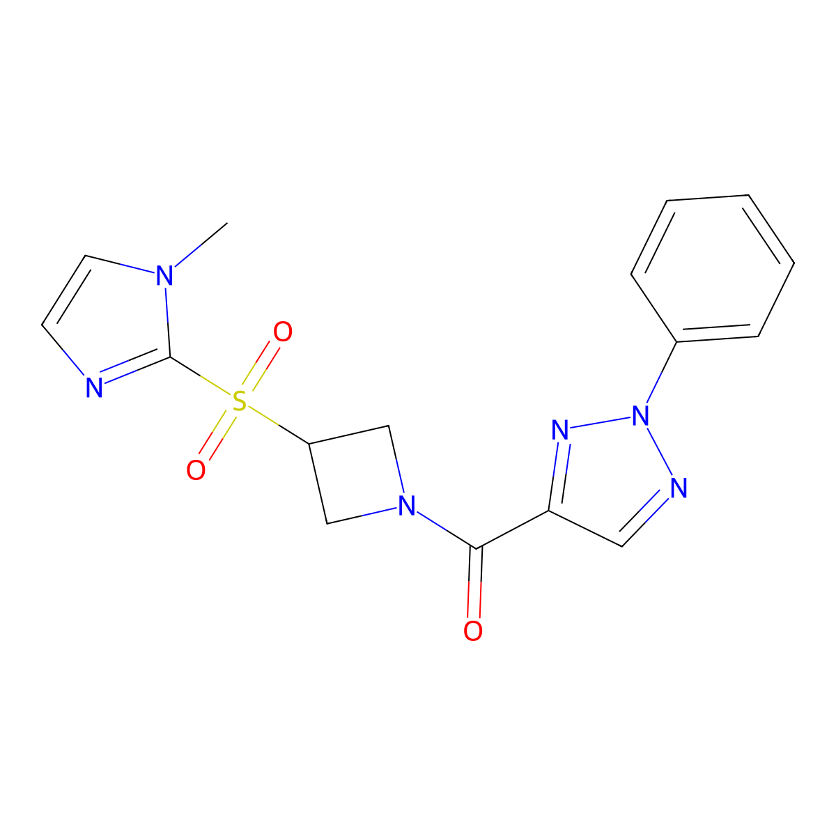 (3-((1-methyl-1H-imidazol-2-yl)sulfonyl)azetidin-1-yl)(2-phenyl-2H-1,2,3-triazol-4-yl)methanone molecular structure, CAS 2034429-81-5