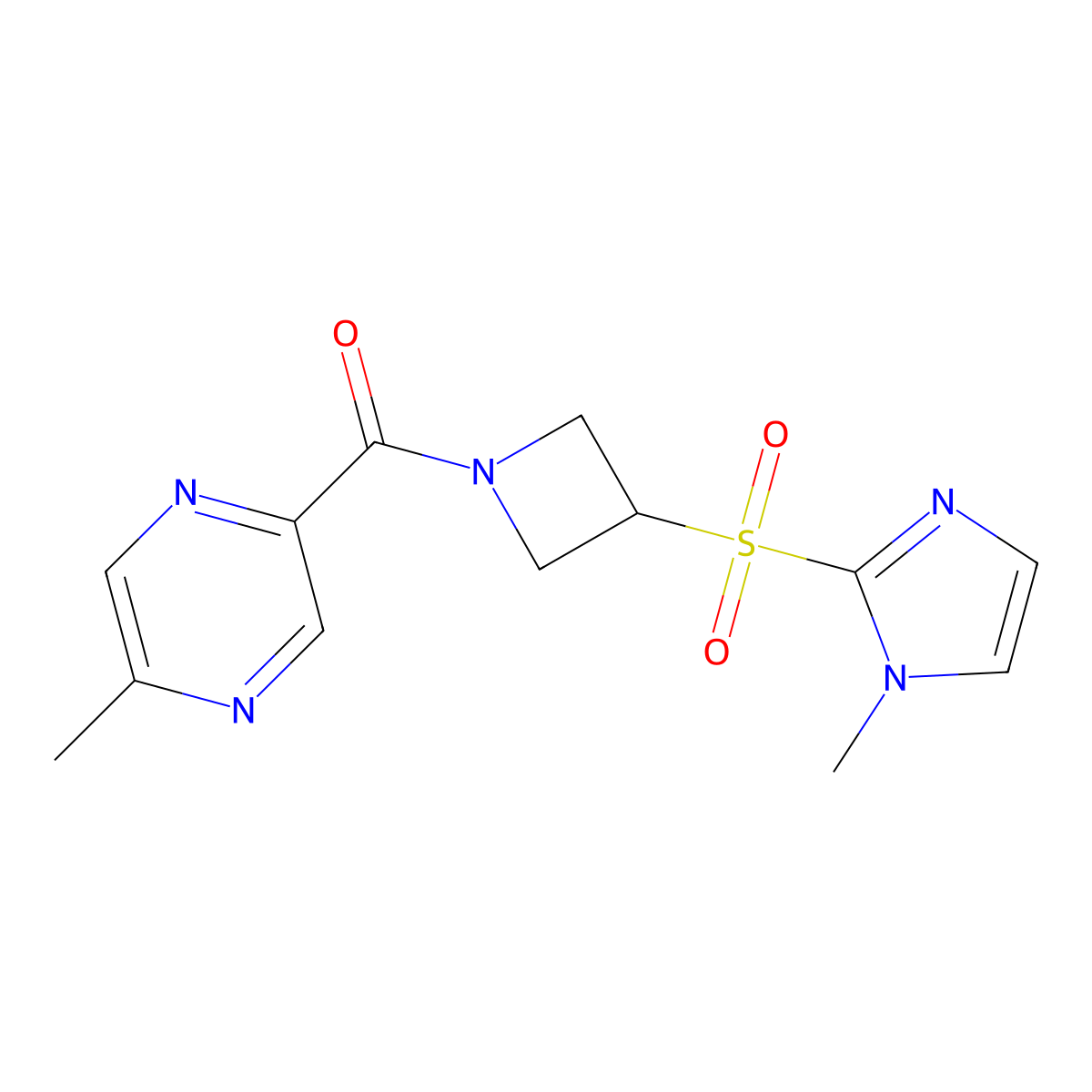 (3-((1-methyl-1H-imidazol-2-yl)sulfonyl)azetidin-1-yl)(5-methylpyrazin-2-yl)methanone molecular structure, CAS 2034429-84-8