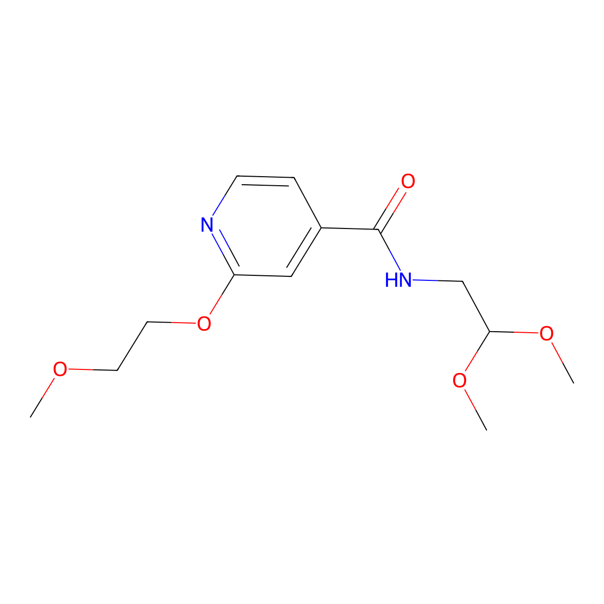 N-(2,2-dimethoxyethyl)-2-(2-methoxyethoxy)isonicotinamide molecular structure, CAS 2034429-85-9